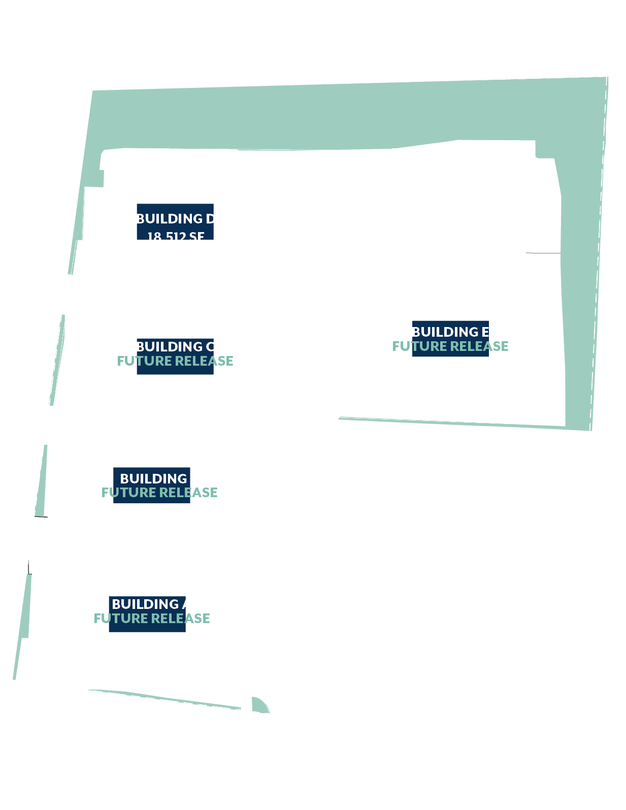 Site Plan. Building A 20,576 square feet. Building B 19,861 square feet. Building C 18,619 square feet. Building D 18,512 square feet. Building E 42,943 square feet.